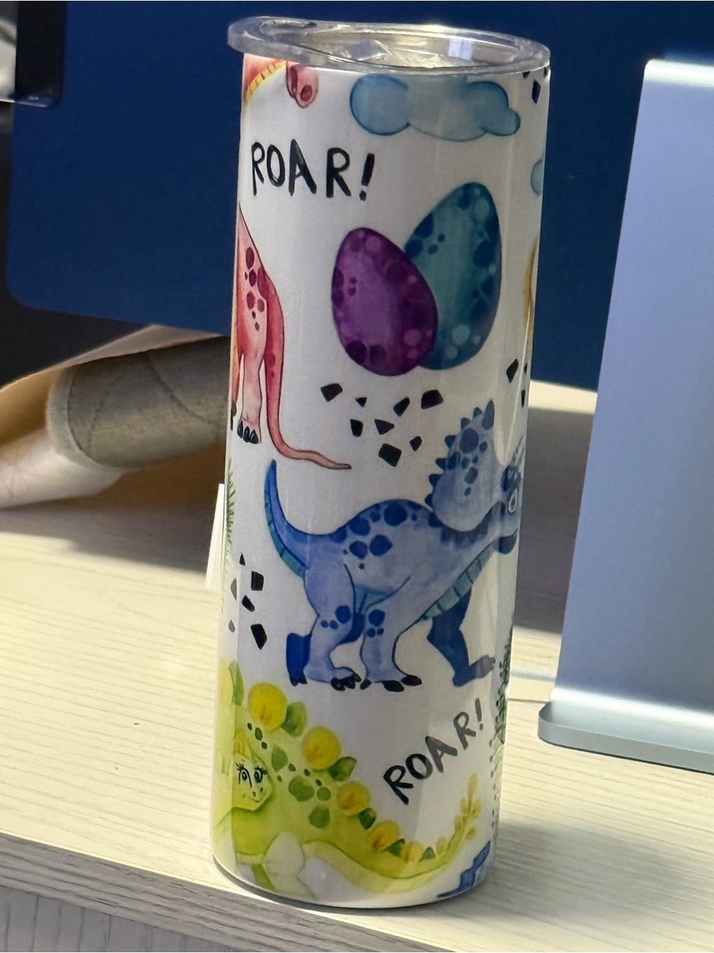 Kids Dino Print Insulated Tumbler - Blue Multicolor